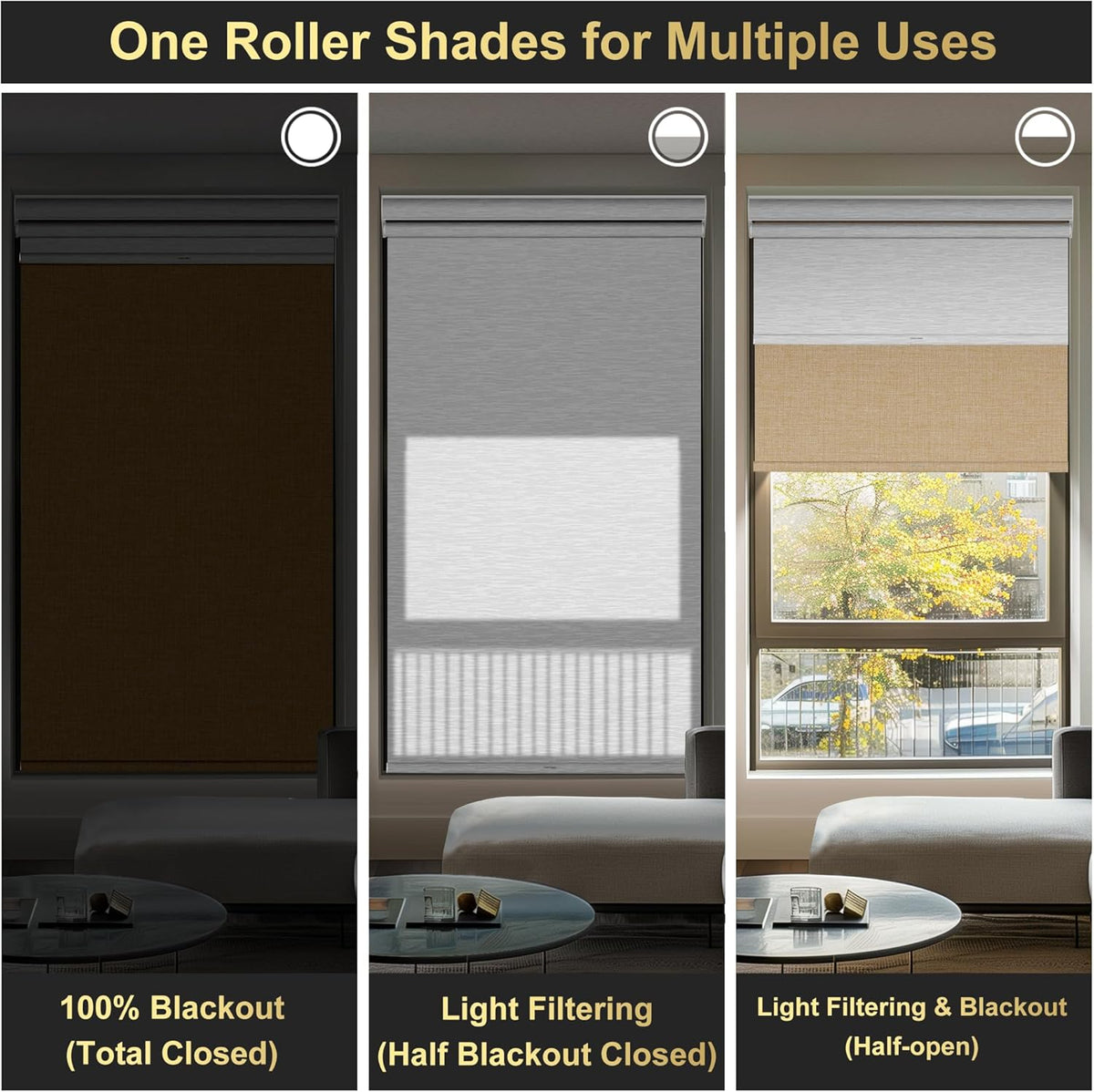 BERISSA Cordless Dual Roller Shades With Cassette Valance, Blackout and Light Filtering, Day and Night for Home Office Door - Linen Beige and White, 24 W x 80" H