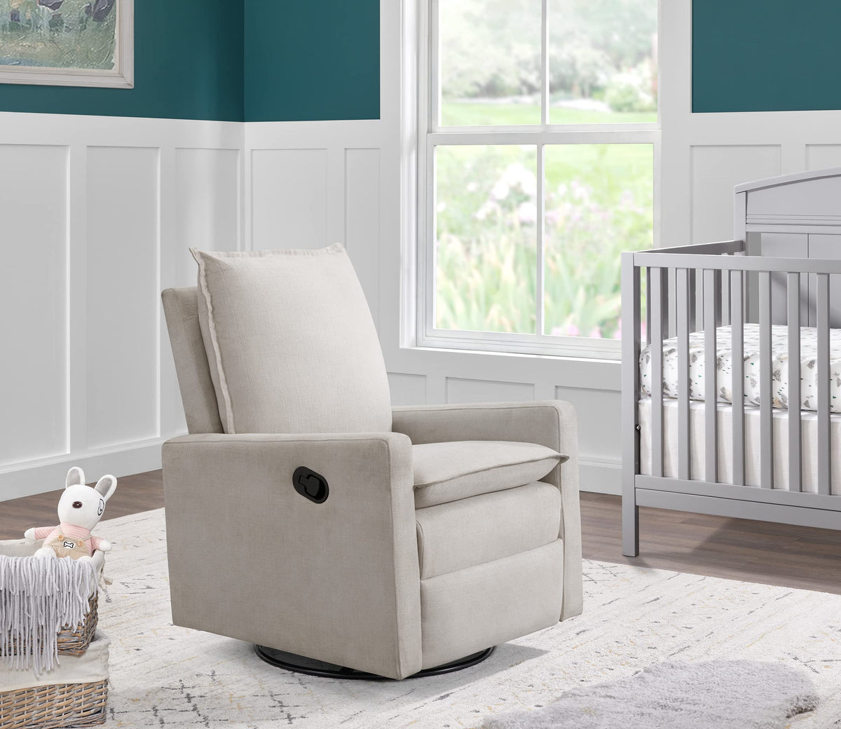 Uptown Upholstered Glider Recliner Rocking Chair 360° Swivel for Nursery and Living Room