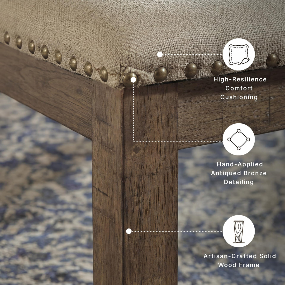 Moriville Wood Upholstered Dining Bench