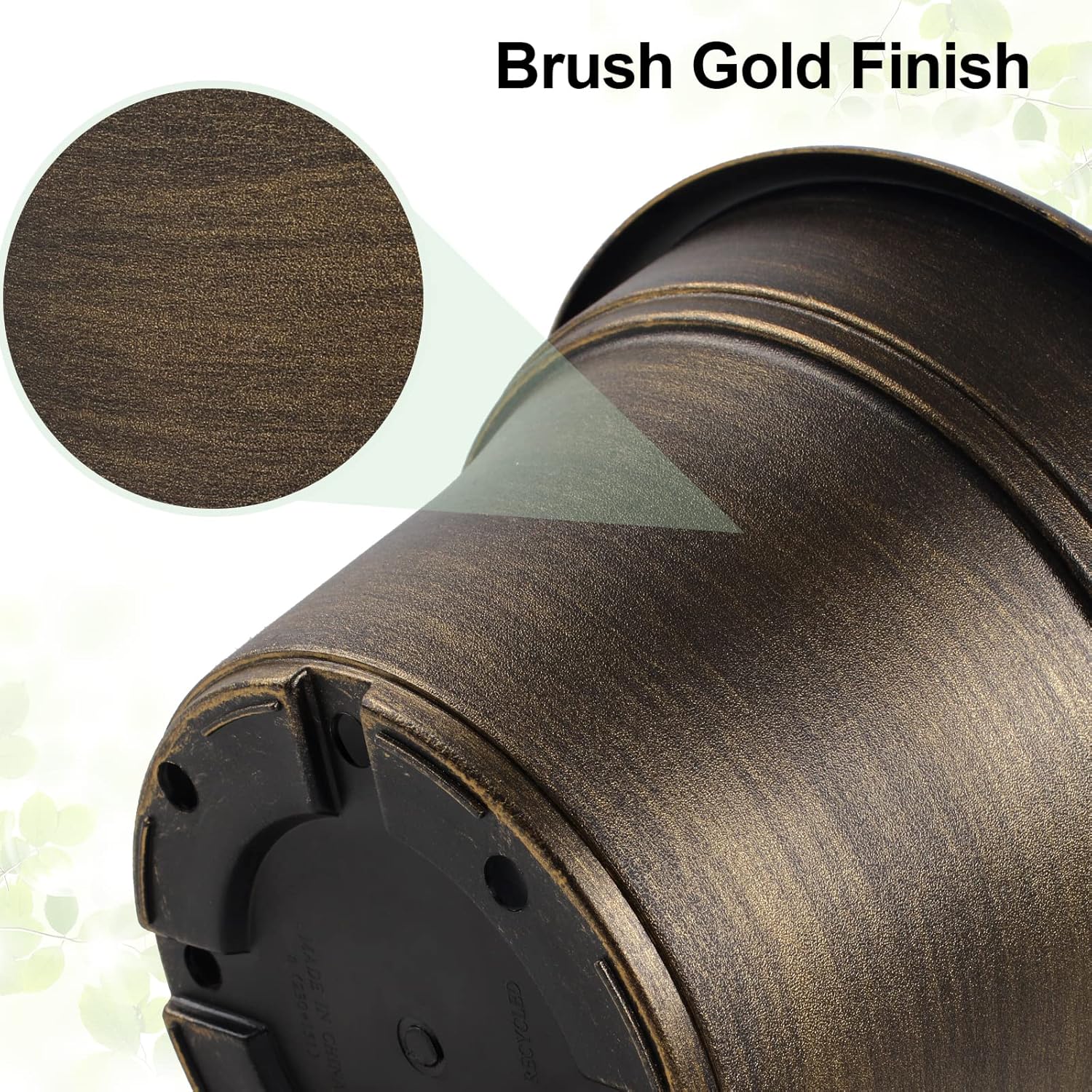 Plant Planters Pots Set of 4 Pack 11 Inch, Plastic Flower Pot for Indoor Plants with Drainage Holes & Trays, Resin Decorative Container Sets with Saucer for House Outdoor Garden Planters Dark Gold - HavenBliss Decor