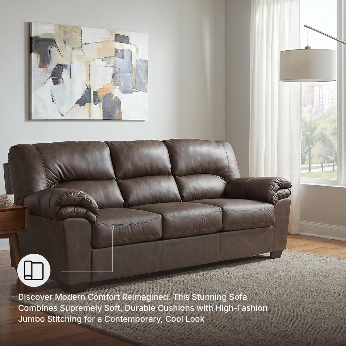 Faux Leather Living Room Sofa