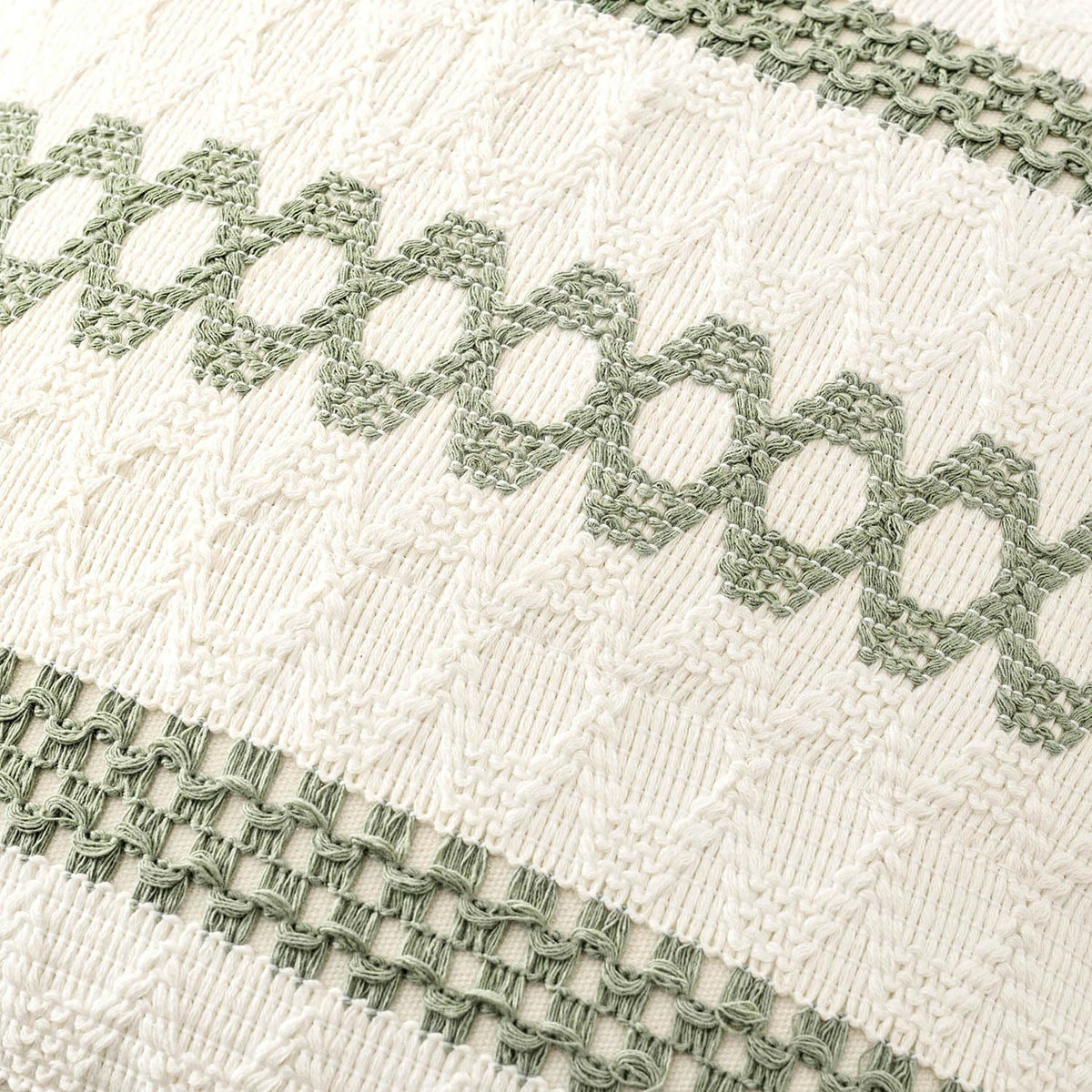 Set of 2 Sage Green Boho Decorative Pillow Covers 26x26 Inch (2 Count)