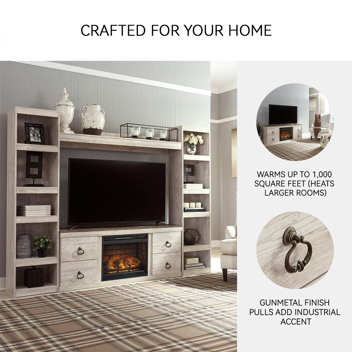 4 Piece Fireplace TV Stand Entertainment Center