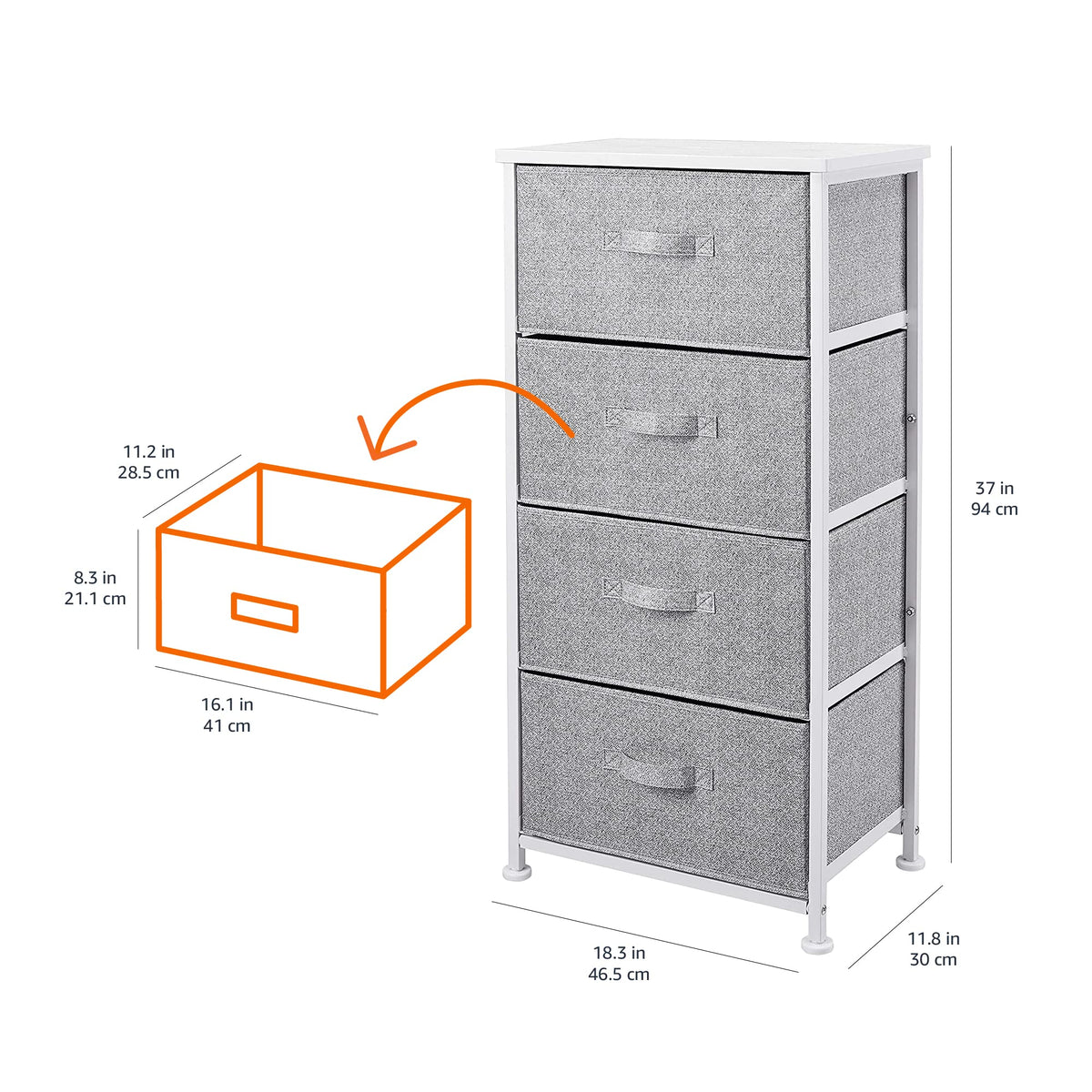 Fabric 4 Drawer Storage Organizer Unit for Closet