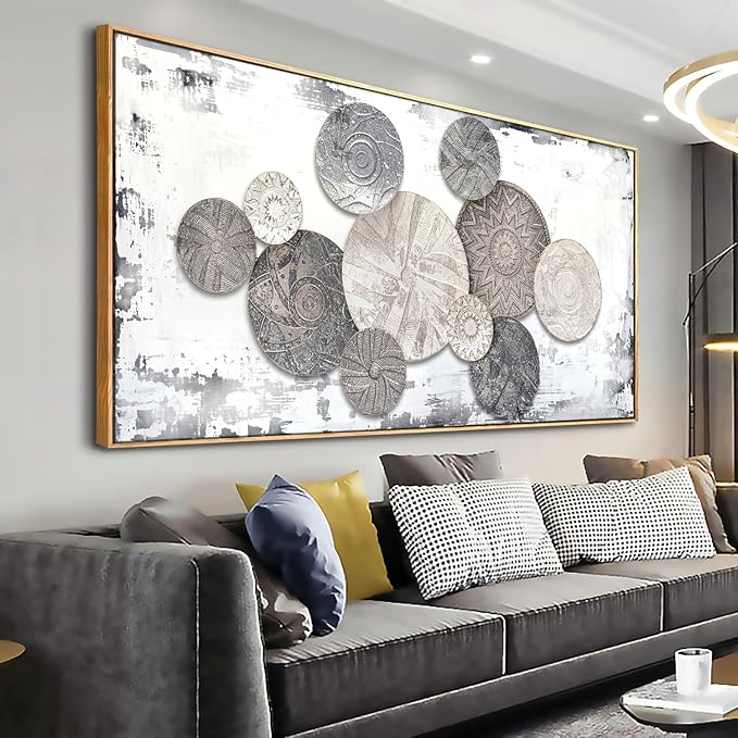 Wall Art Floral Rustic Wall Decor Brown and Grey Canvas Painting Abstract Wall Art for Bedroom Living Room Dining Room Home Office Decor 24"x48" with Framed