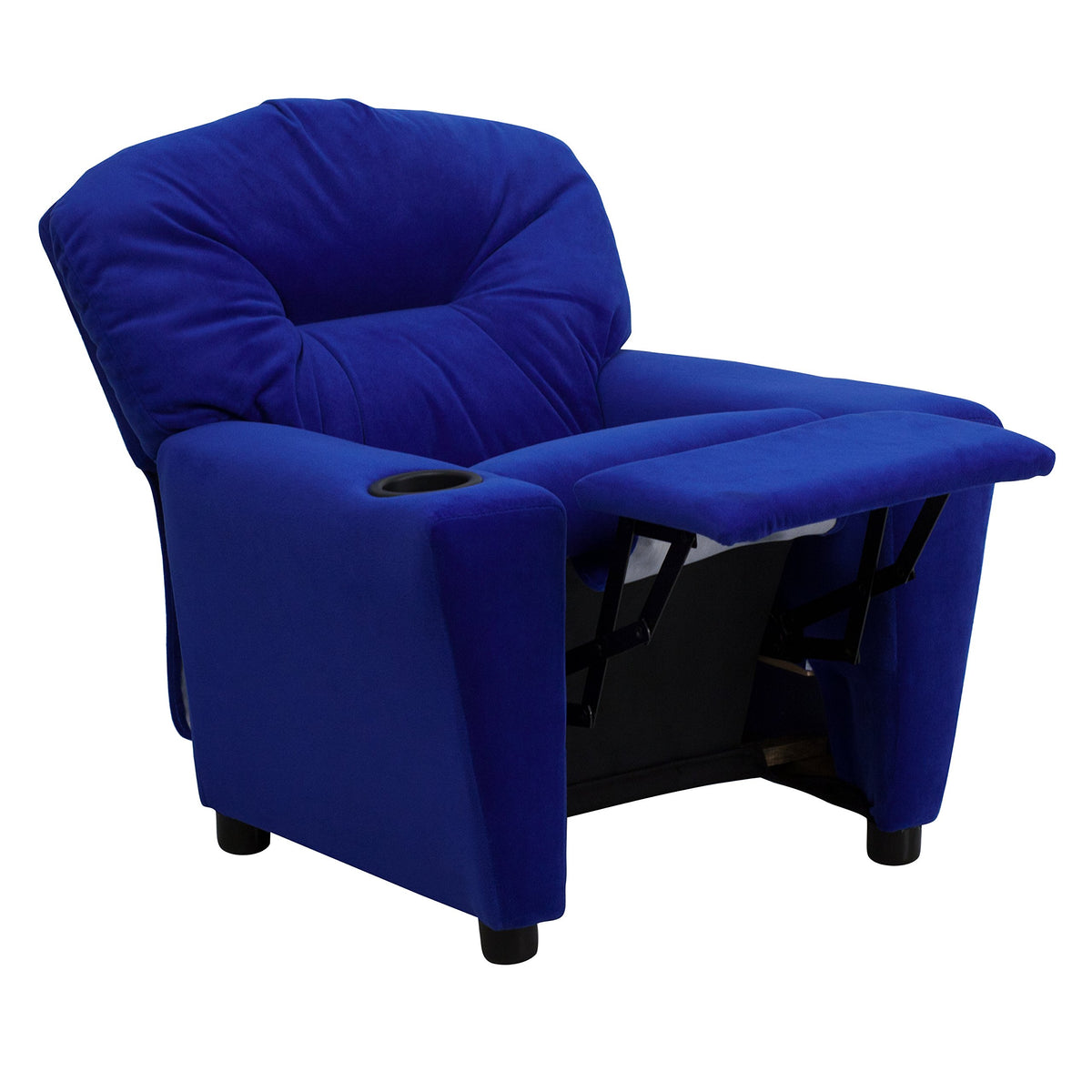 Chandler Microfiber Kids Recliner with Cup Holder and Safety Recline