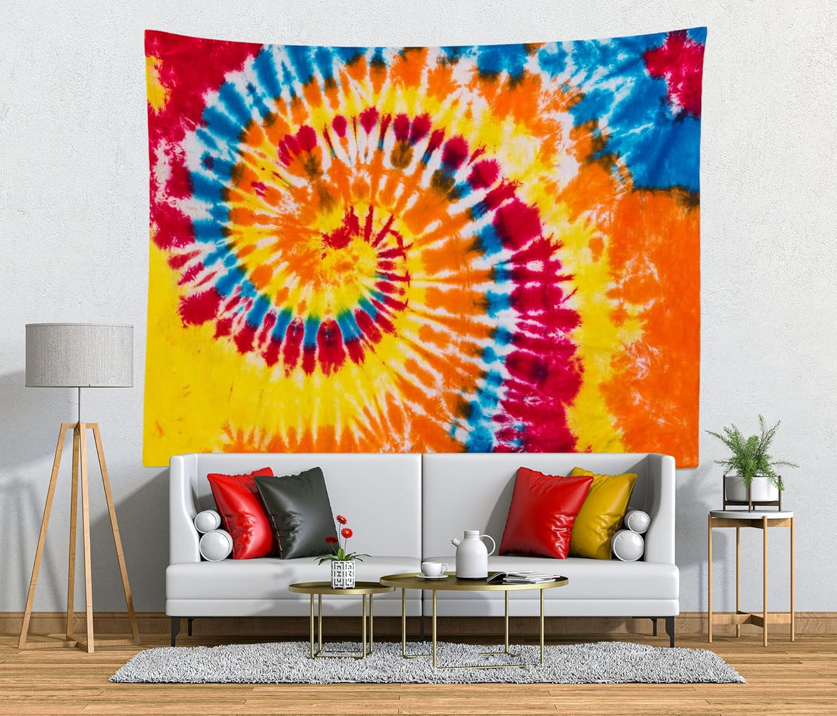 Loccor 7x5ft Tie Dye Tapestry Red Yellow Orange Blue Swirl Vortex Psychedelic Abstract Tapestry Bedroom Living Room College Hippie Bohemian Wall Hanging （Pattern Painted on Polyester Fabric） - HavenBliss Decor