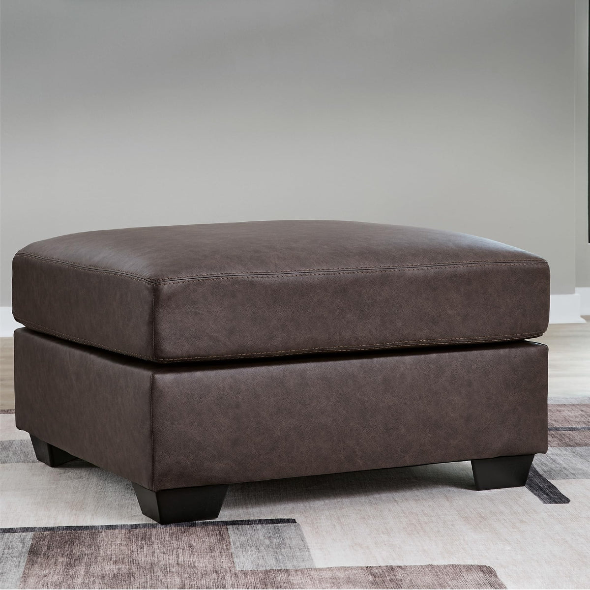 Oversized Square Faux Leather Ottoman