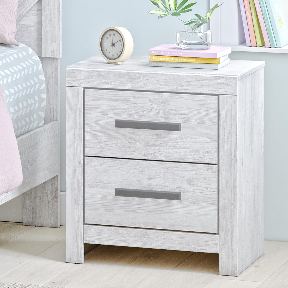 Nightstand 2 Drawer White