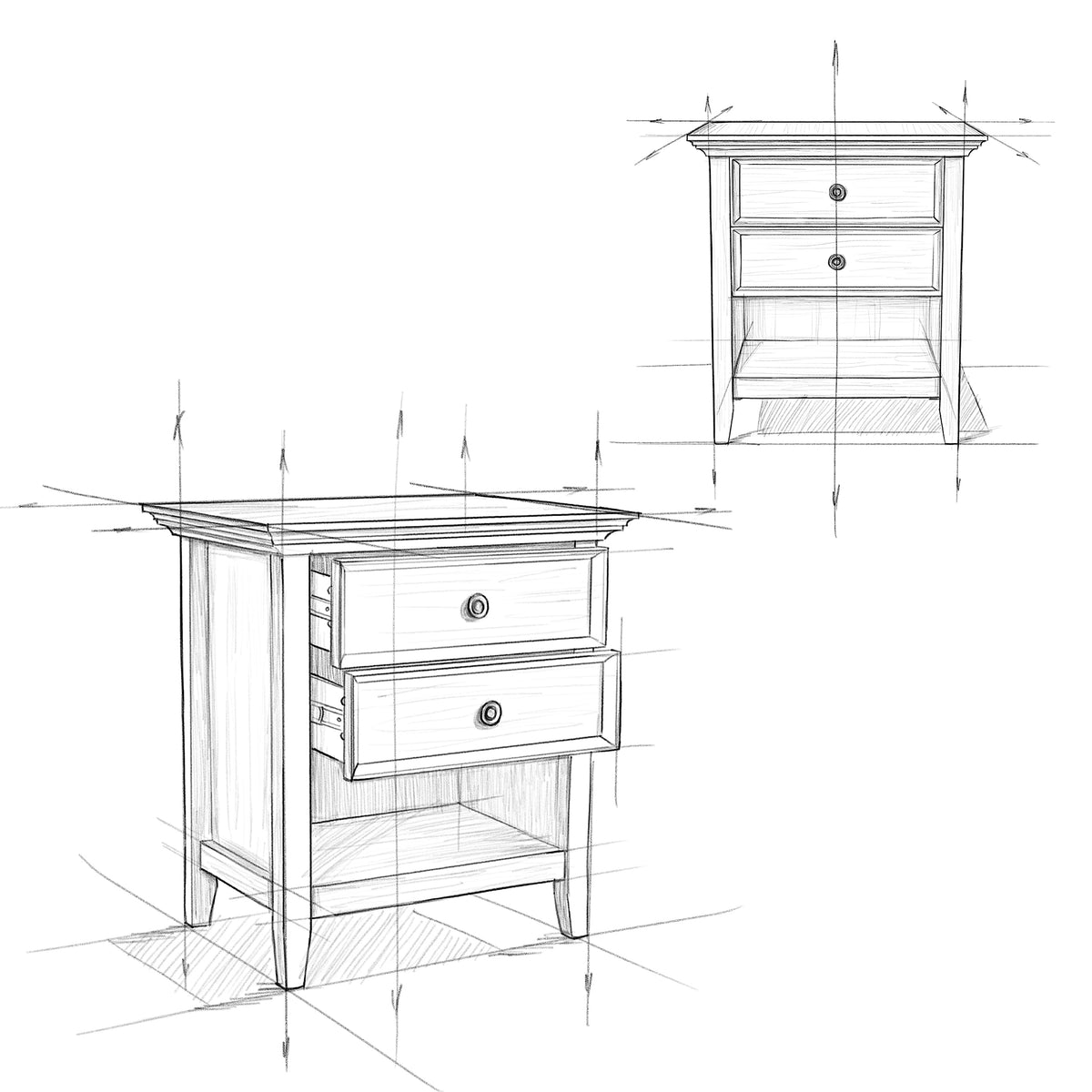 Amherst 24" Wide Solid Wood Bedside Table in Hickory Brown