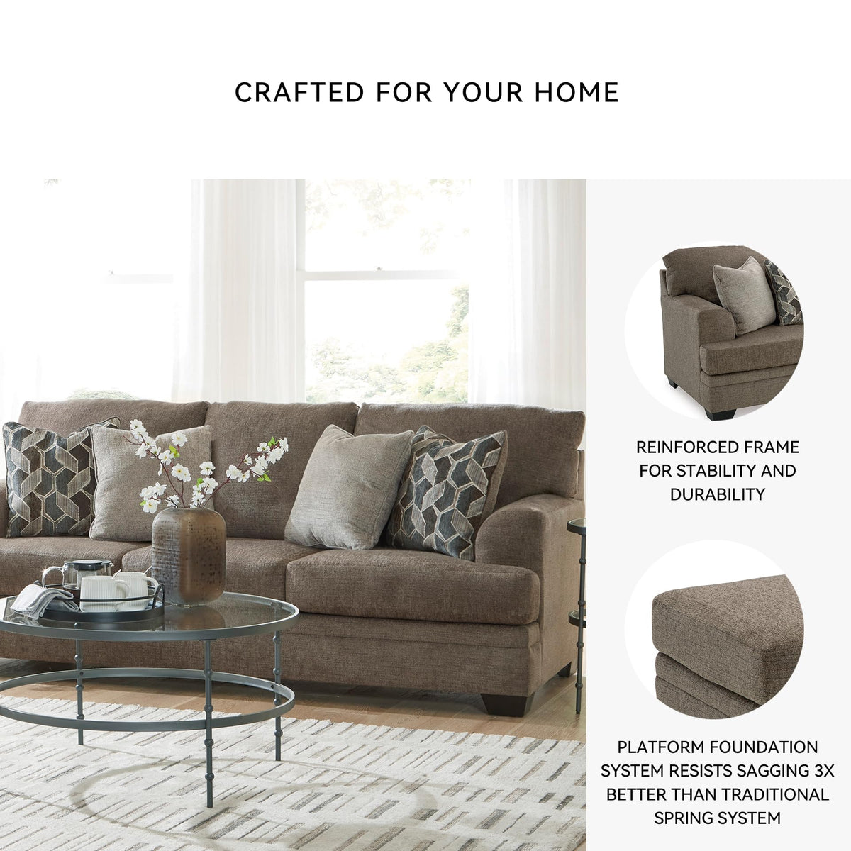 Stonemeade 3 Seat Chenille Sofa