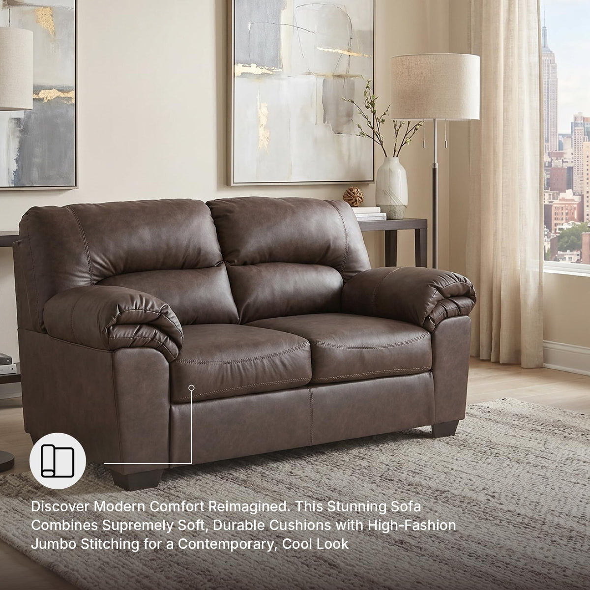 Faux Leather Loveseat Sofa Couch
