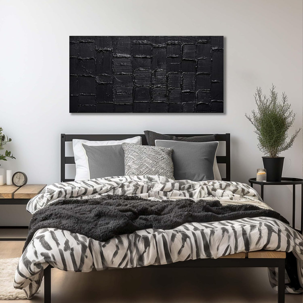 Modern Living Room Wall Decor Abstract Canvas Wall Art for Bedroom Black Wall Paintings for Living Room Size 24 x 47 Inch