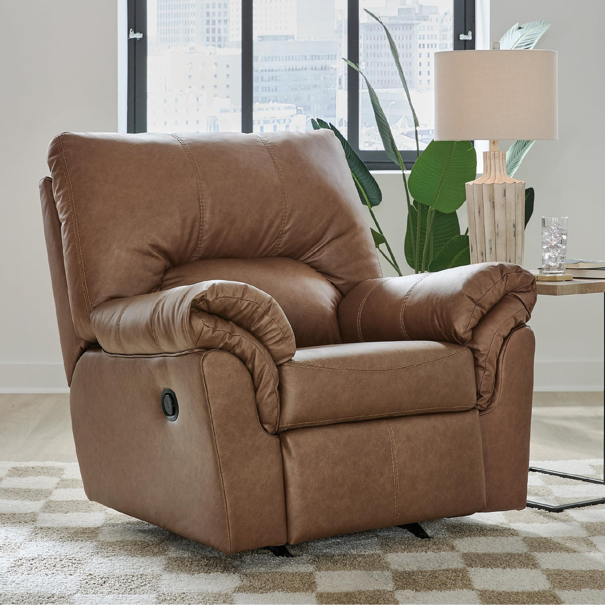 Faux Leather Manual Rocker Recliner