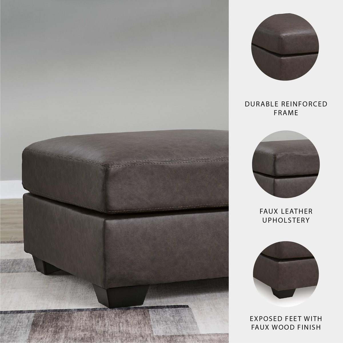 Oversized Square Faux Leather Ottoman