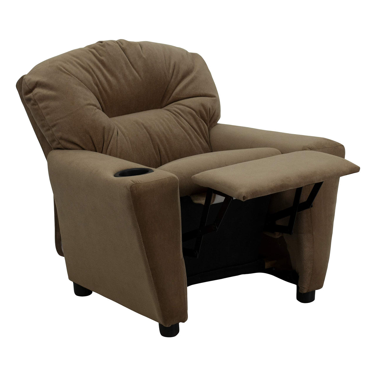 Chandler Microfiber Kids Recliner with Cup Holder and Safety Recline
