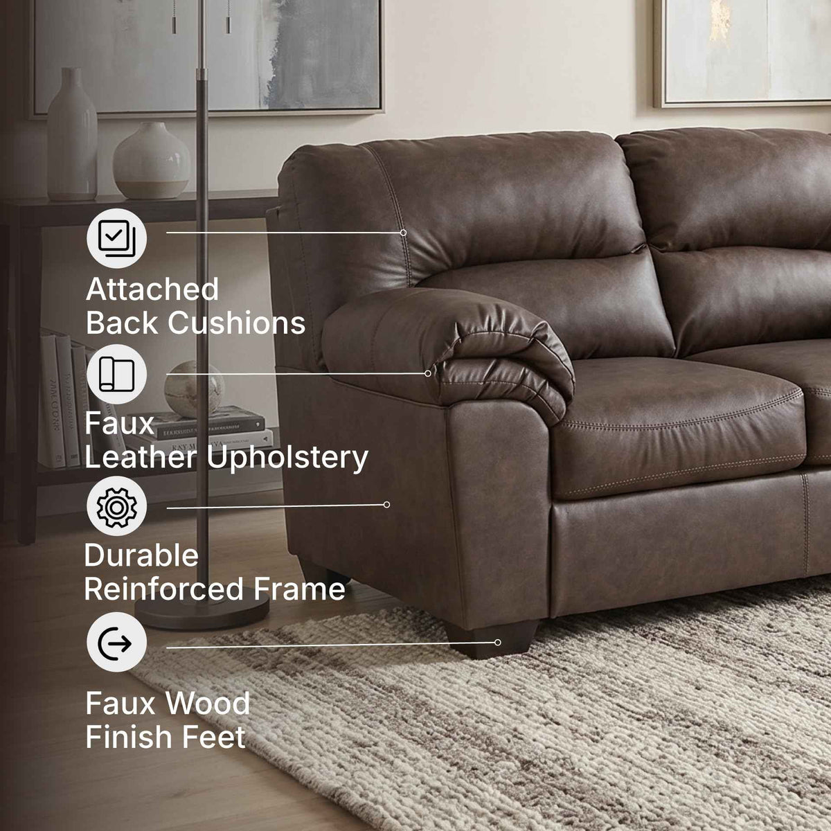 2 Piece Faux Leather Sectional Sofa