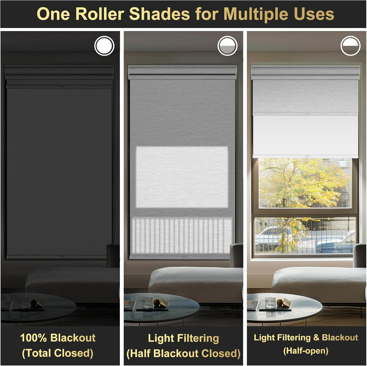 BERISSA Cordless Dual Roller Shades with Cassette Valance,Double Window Shades Blackout and Light Filtering Shades,Day and Night Roller Shades for Home Office Door.Striped Jacquard White.28 W x 48" H