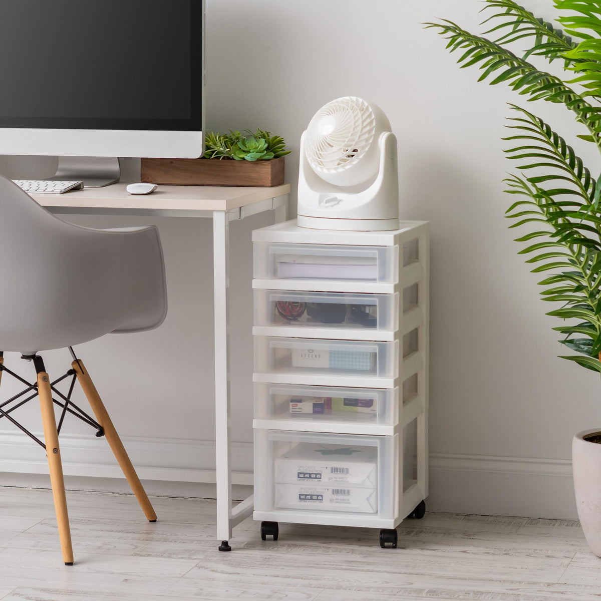 5 Drawer Rolling Storage Cart with Organizer Top