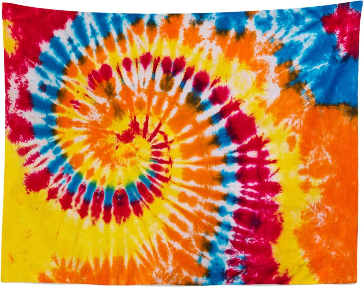 Loccor 7x5ft Tie Dye Tapestry Red Yellow Orange Blue Swirl Vortex Psychedelic Abstract Tapestry Bedroom Living Room College Hippie Bohemian Wall Hanging （Pattern Painted on Polyester Fabric） - HavenBliss Decor