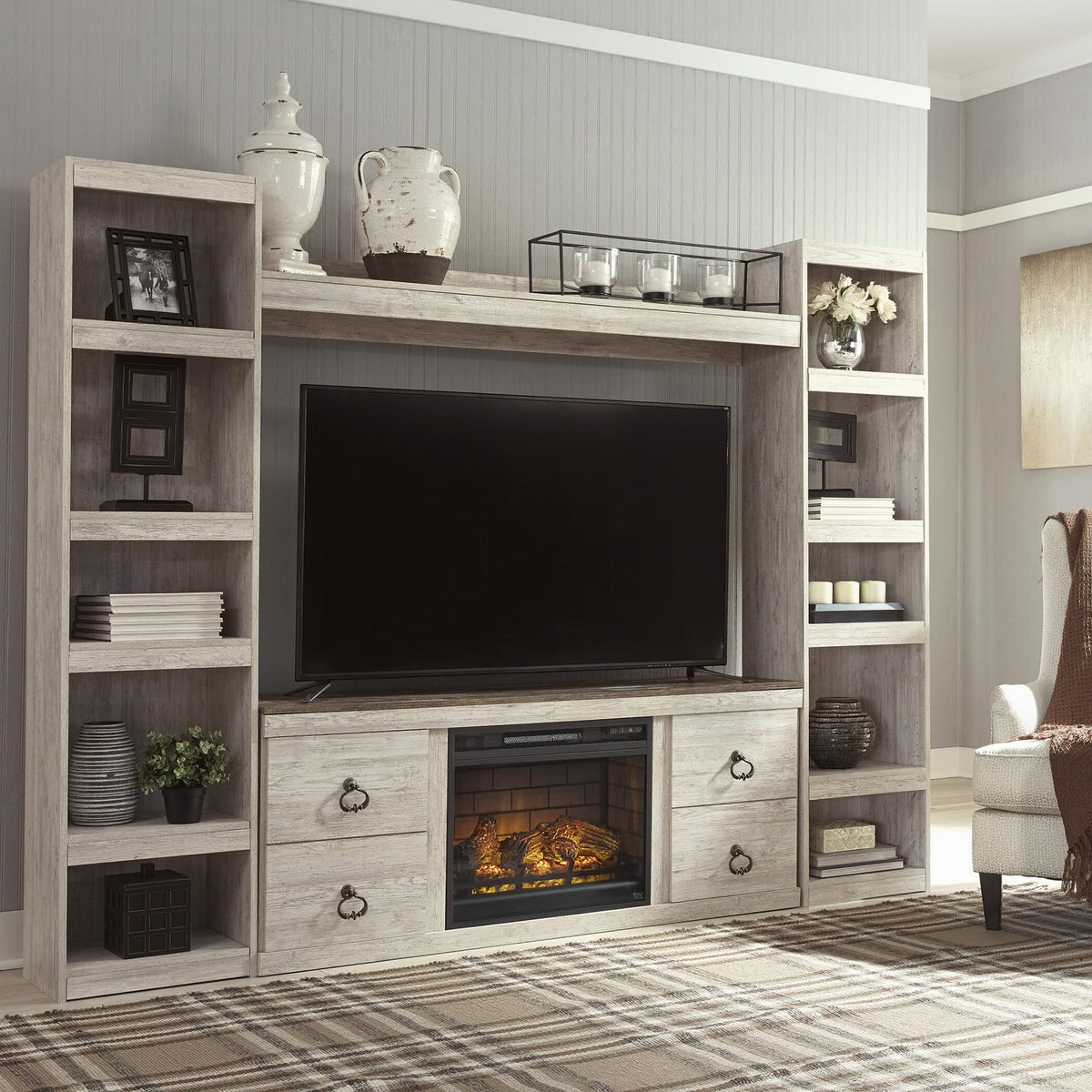 4 Piece Fireplace TV Stand Entertainment Center