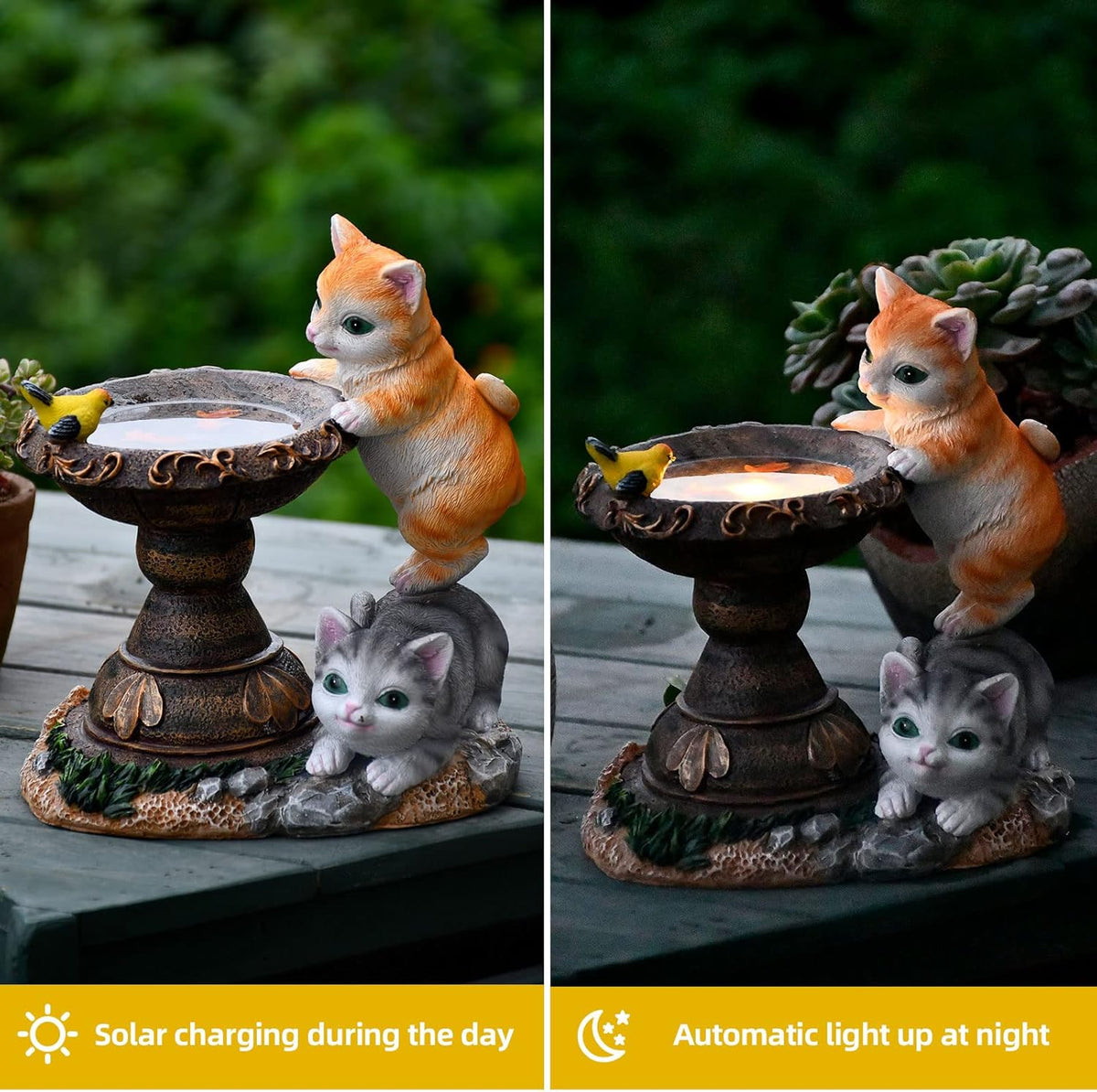 Cat Garden Figurines Outdoor Decor Solar Statue with LED Lights for Patio Lawn Yard Art Decoration Housewarming Garden Gift - HavenBliss Decor
