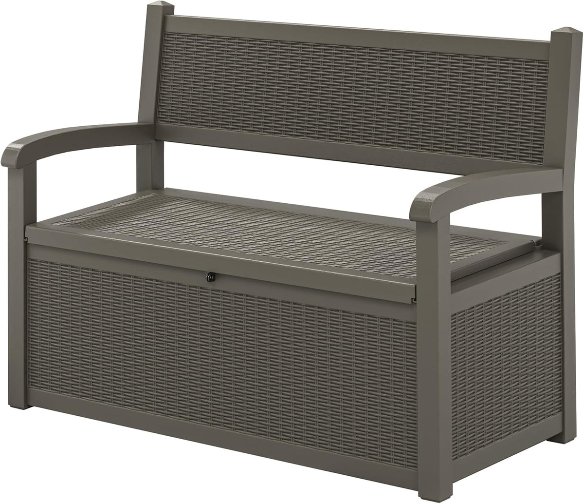 70 Gallon Storage Bench Deck Box for Patio Furniture with Armrest Bench Outdoor Storage - HavenBliss Decor