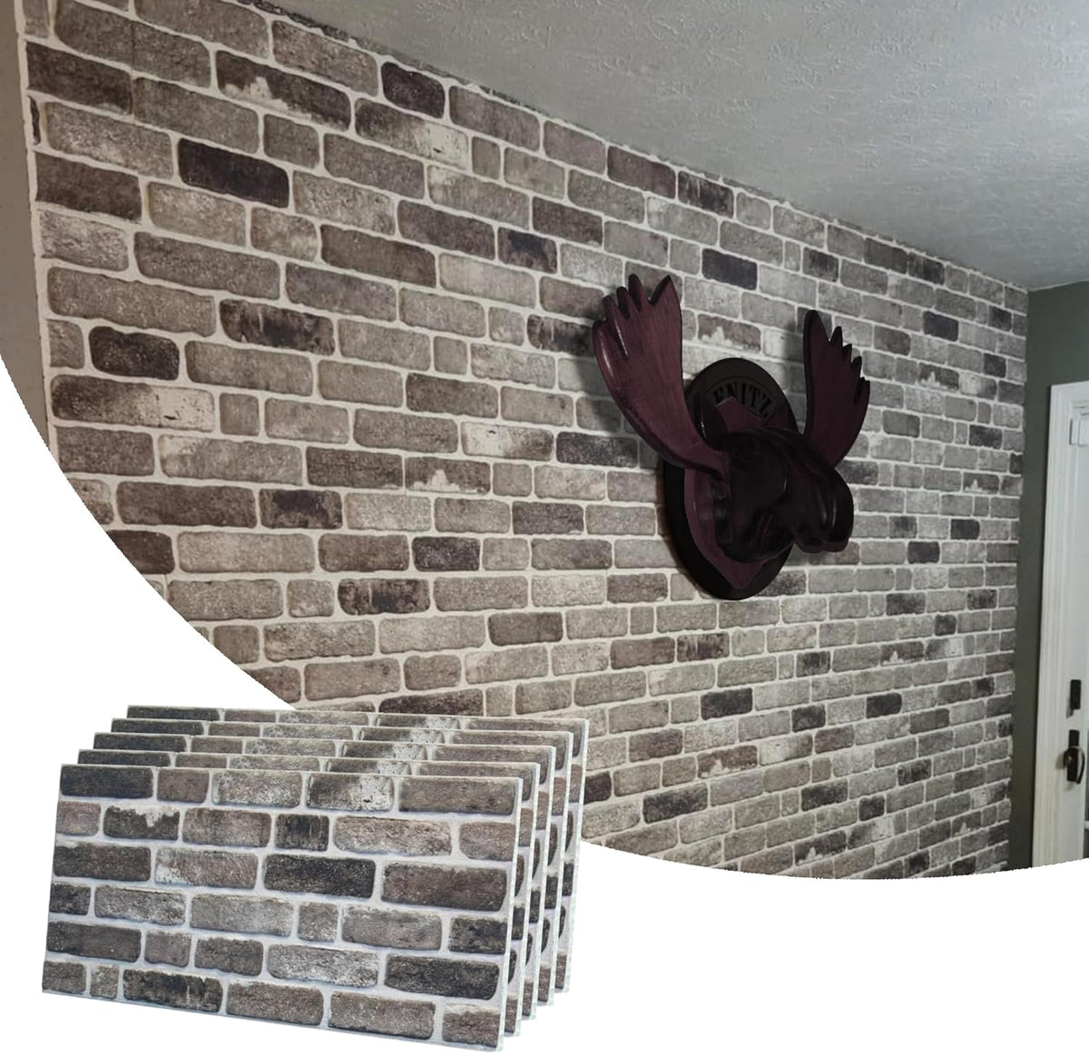Dundee Deco 3D Wall Panels Faux Brick - Cladding, Grey Black Stone Look Wall Paneling, Styrofoam Facing for Living Room, Kitchen, Bathroom, Balcony, Bedroom, Set of 5, Covers 27 sq ft - HavenBliss Decor