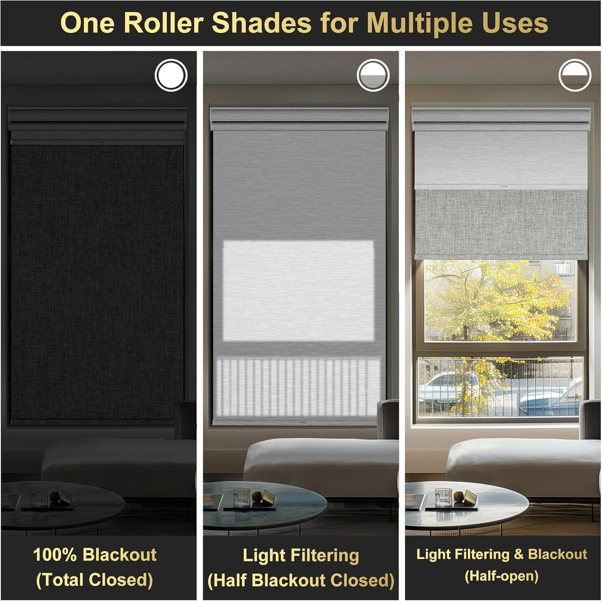 BERISSA Cordless Dual Roller Shades with Cassette Valance,Double Window Shades Blackout and Light Filtering Shades,Day and Night Roller Shades for Home Office Door.Linen Grey and White.70 W x 72" H