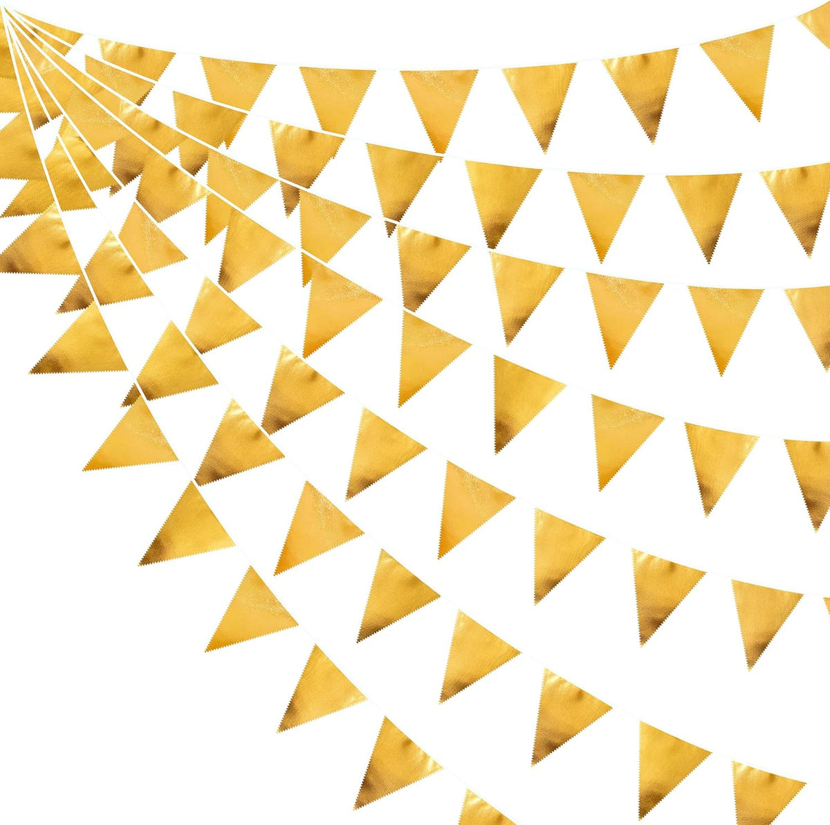 Gold Party Decorations Metallic Fabric Triangle Pennant Banner Gold Flag Bunting Garland for Graduation Birthday Wedding Anniversary Bridal Shower Bachelorette Engagement Hen Party Decoration Supplies - HavenBliss Decor
