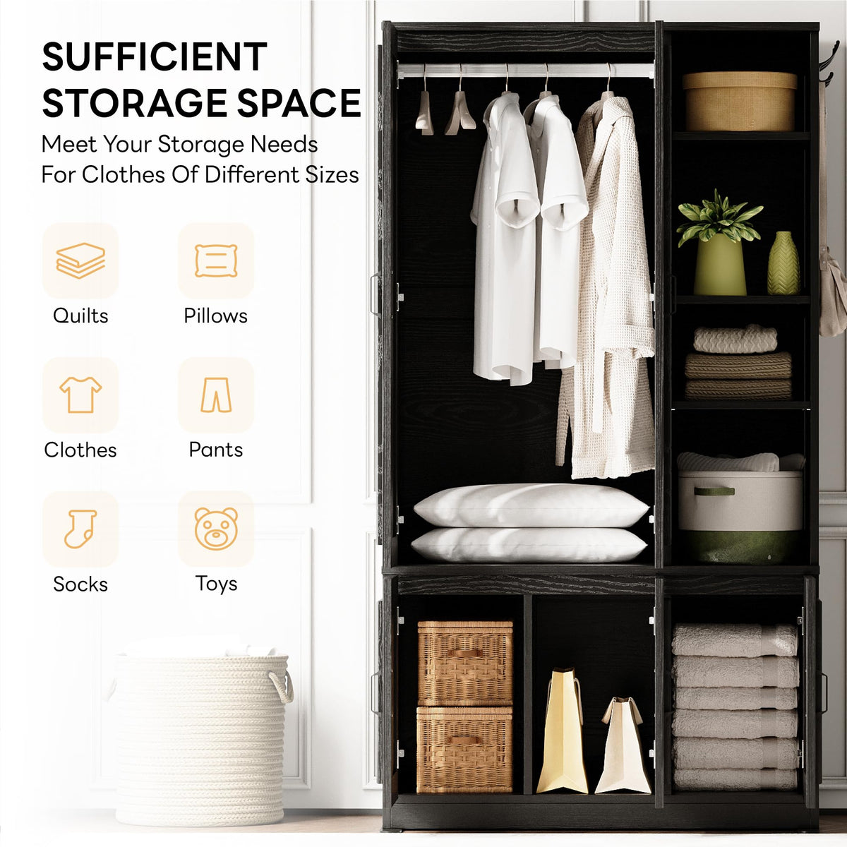 Armoire Wardrobe Closet 70" H