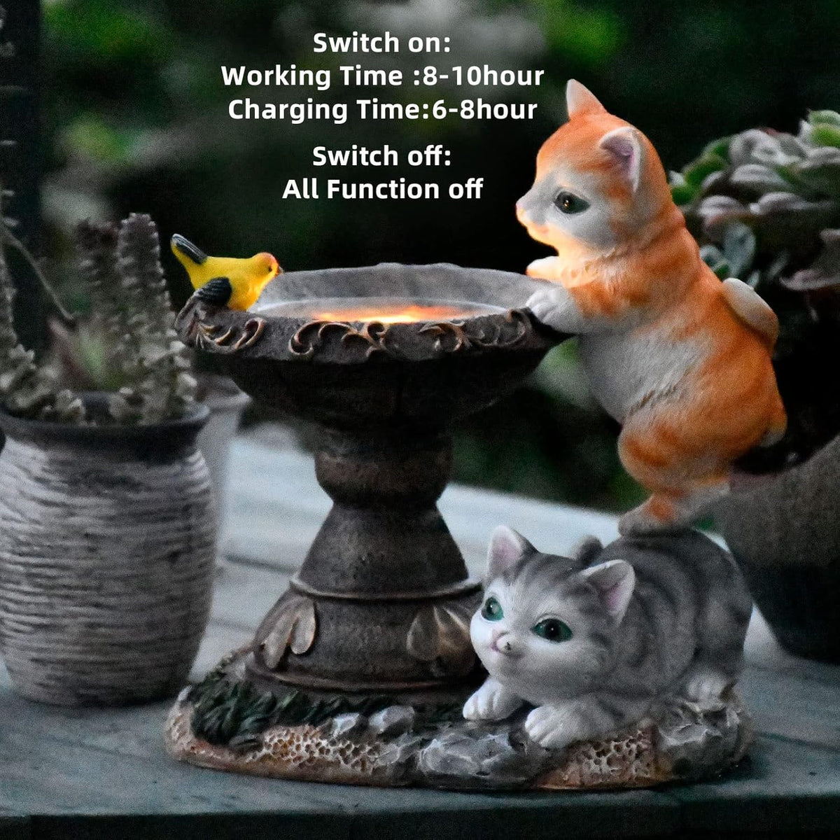 Cat Garden Figurines Outdoor Decor Solar Statue with LED Lights for Patio Lawn Yard Art Decoration Housewarming Garden Gift - HavenBliss Decor