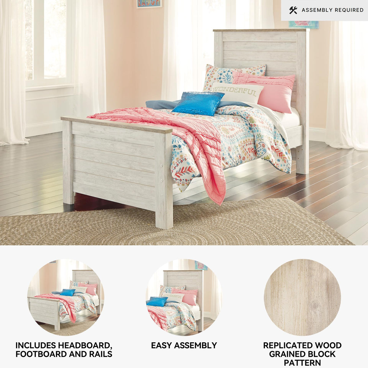 Willowton Farmhouse Twin Panel Bed