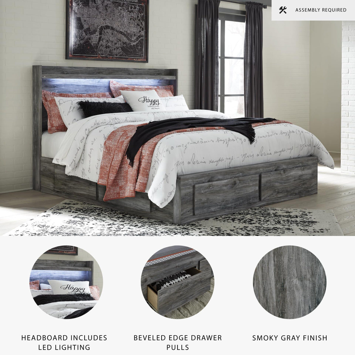 King Platform Bed Frame with Storage