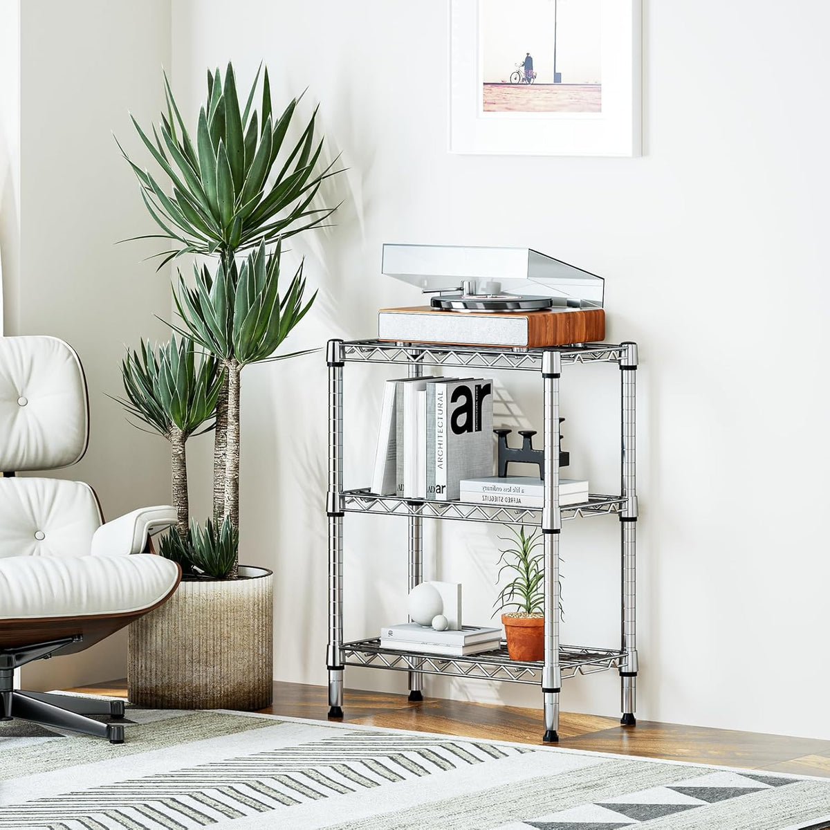 750 lbs 3 Tier Shelf Metal Storage Shelves Wire Rack Closet Organizers with PP Board for Garage Kitchen Bathroom Laundry Chrome 11.8" D x 21.7" W x 28.6" H - HavenBliss Decor