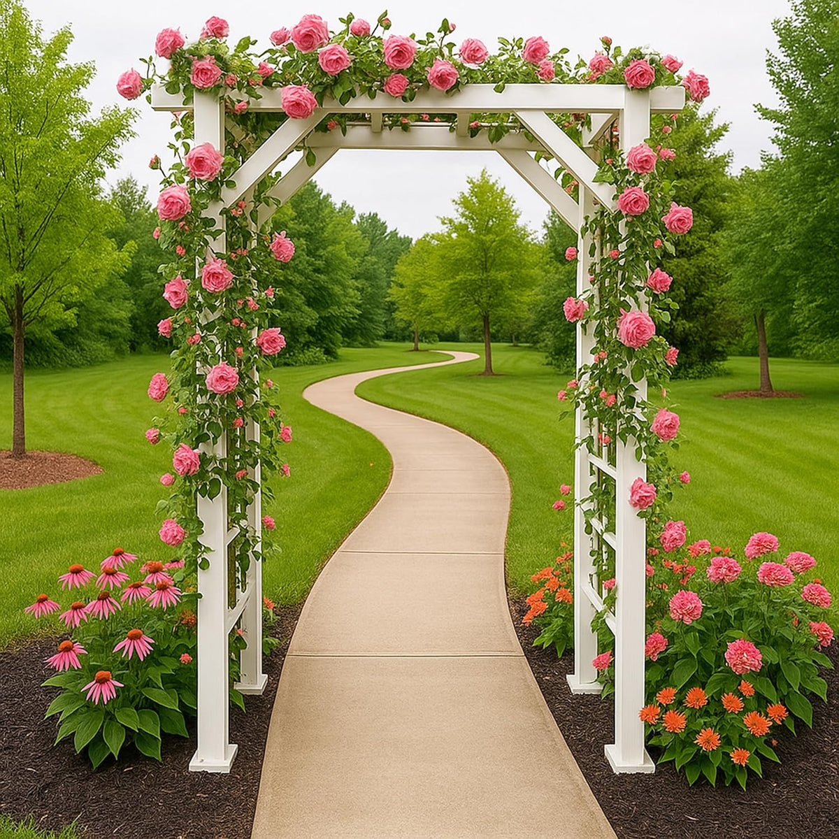 White Modern Aluminum Garden Arbor Arch