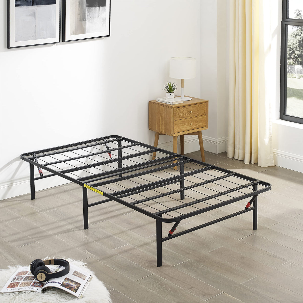 Foldable Metal Platform Bed Frame with Storage