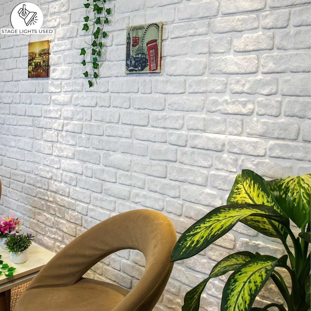 Dundee Deco 3D Wall Panels Faux Brick - Cladding, White Stone Look Wall Paneling, Styrofoam Facing for Living Room, Kitchen, Bathroom, Balcony, Bedroom, Set of 5, Covers 27 sq ft - HavenBliss Decor