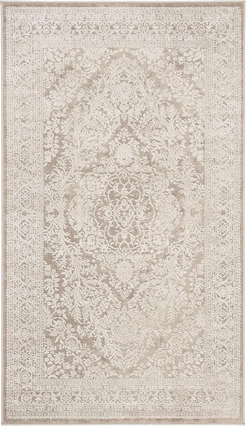 SAFAVIEH Reflection Collection Accent Rug - 2'3" x 3', Beige & Cream, Non-Shedding & Easy Cleaning, Ideal for Entryway, Living Room, Bedroom (RFT668A)