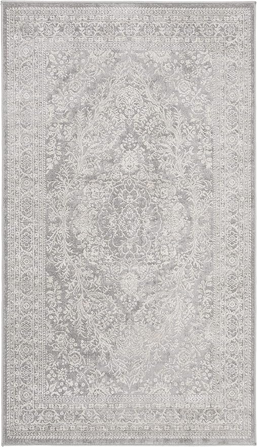 SAFAVIEH Reflection Collection Accent Rug - 2'3" x 4', Light Grey & Cream, , Non-Shedding & Easy Cleaning, Ideal for Foyer, Living Room, Bedroom (RFT668G)
