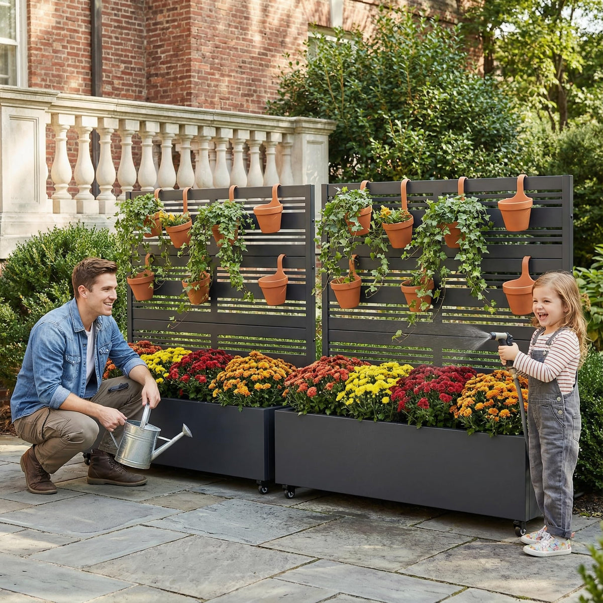 Metal Raised Garden Bed with Trellis and Wheels