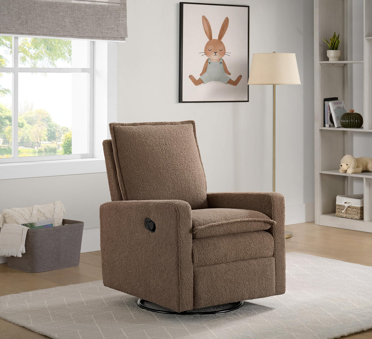 Uptown Upholstered Glider Recliner Rocking Chair 360° Swivel for Nursery and Living Room