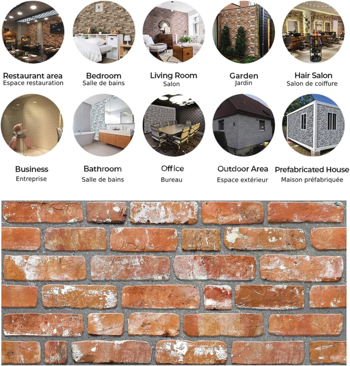 Dundee Deco 3D Wall Panels Faux Brick - Cladding, Red Orange Stone Look Wall Paneling, Styrofoam Facing for Living Room, Kitchen, Bathroom, Balcony, Bedroom, Set of 5, Covers 27 sq ft - HavenBliss Decor