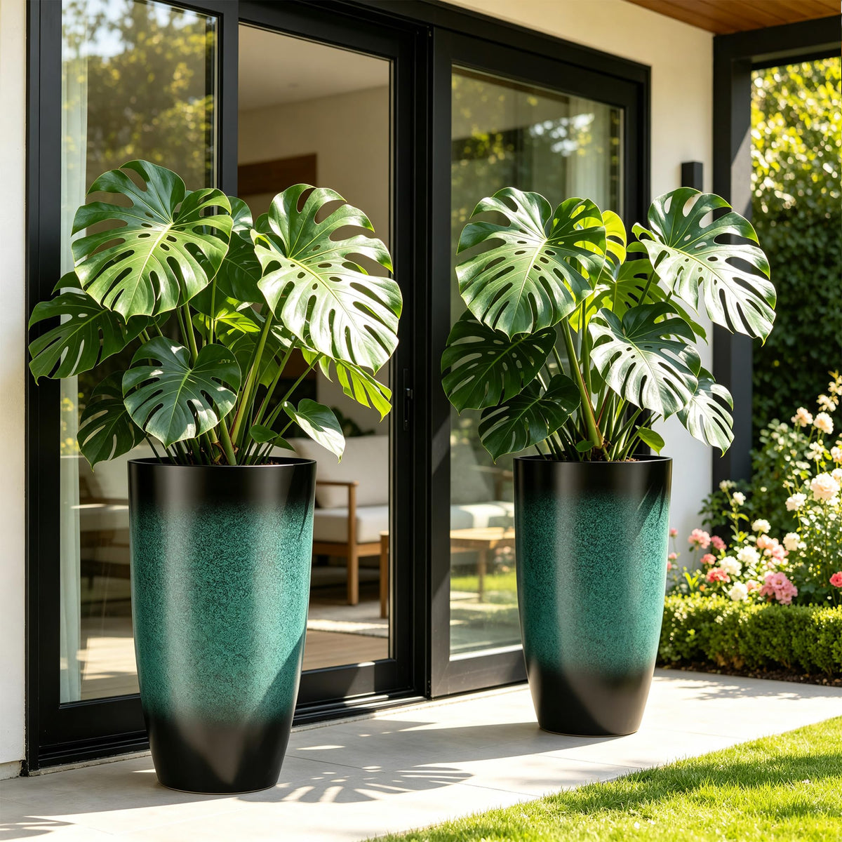 Autodaya 24" Tall Large Outdoor Planters for Plants Set of 2 (2 Count)