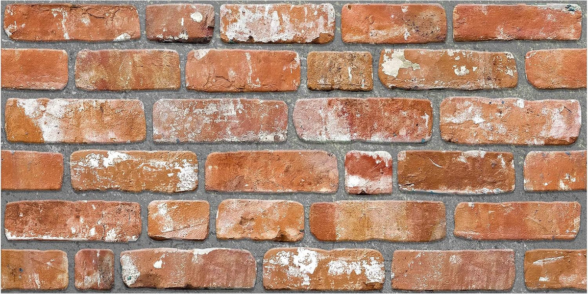 Dundee Deco 3D Wall Panels Faux Brick - Cladding, Red Orange Stone Look Wall Paneling, Styrofoam Facing for Living Room, Kitchen, Bathroom, Balcony, Bedroom, Set of 5, Covers 27 sq ft - HavenBliss Decor