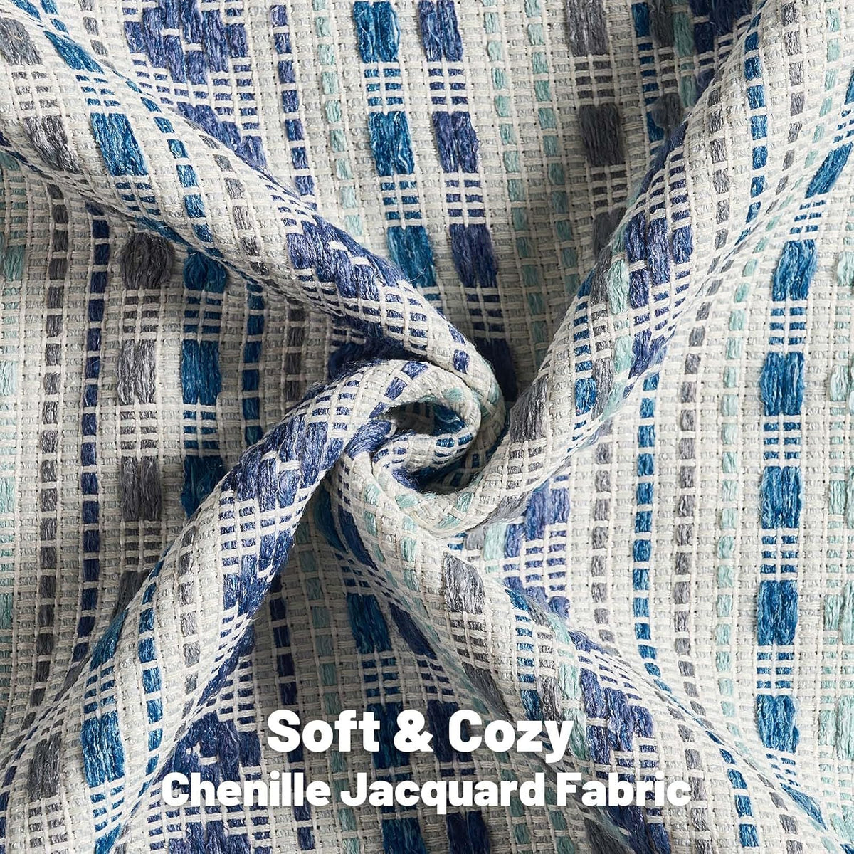 FUTEI Blue Grey Decorative Throw Pillow Covers 24x24 Inch Set of 2,Soft Cozy Chenille Jacquard Textured Euro Pillow Shams,Boho Home Decor for Couch Bed Living Room