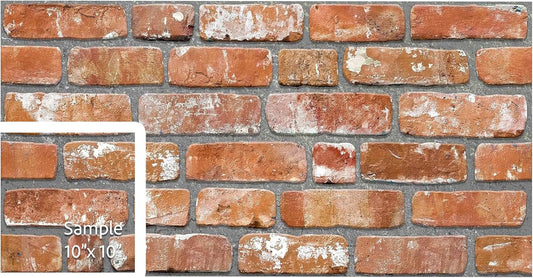 Dundee Deco 3D Wall Panels Faux Brick - Cladding, Red Orange Stone Look Wall Paneling, Styrofoam Facing for Living Room, Kitchen, Bathroom, Balcony, Bedroom, Sample, Size 10 x 10 in. - HavenBliss Decor