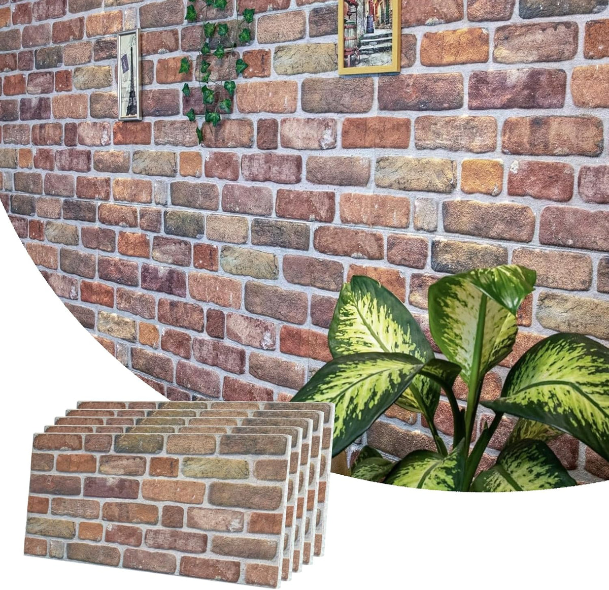 Dundee Deco 3D Wall Panels Faux Brick - Cladding, Brown Beige Stone Look Wall Paneling, Styrofoam Facing for Living Room, Kitchen, Bathroom, Balcony, Bedroom, Set of 5, Covers 27 sq ft - HavenBliss Decor