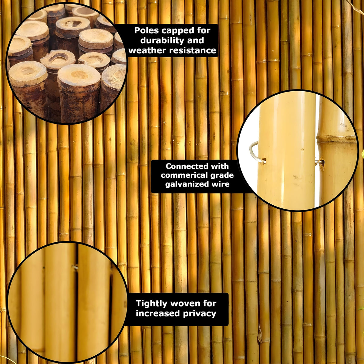 Natural Bamboo Fencing Decorative Rolled Fence Panel 0.75 in D x 6 ft H x 8 ft L (48 Sq Ft)