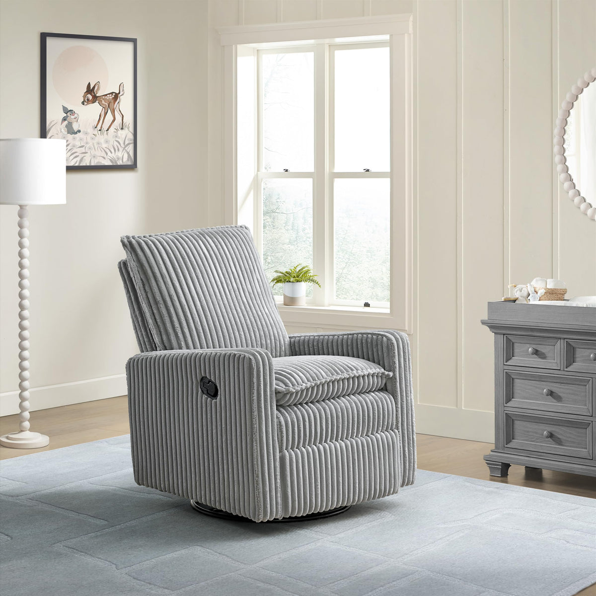 Uptown Upholstered Glider Recliner Rocking Chair 360° Swivel for Nursery and Living Room